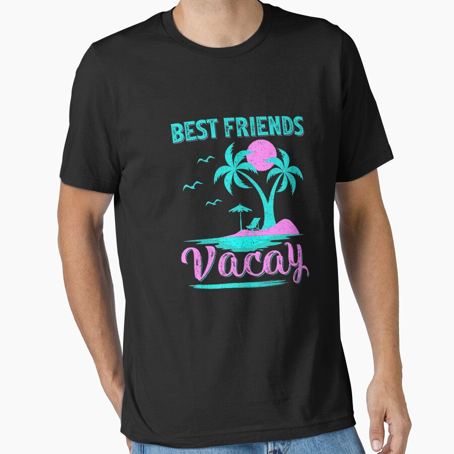 Beach Vacation Squad Palm Tree Sunset Best Friend Vacay Premium by NikkiDubois T-Shirts, Hoodie, Sweatshirt (Image 1)
