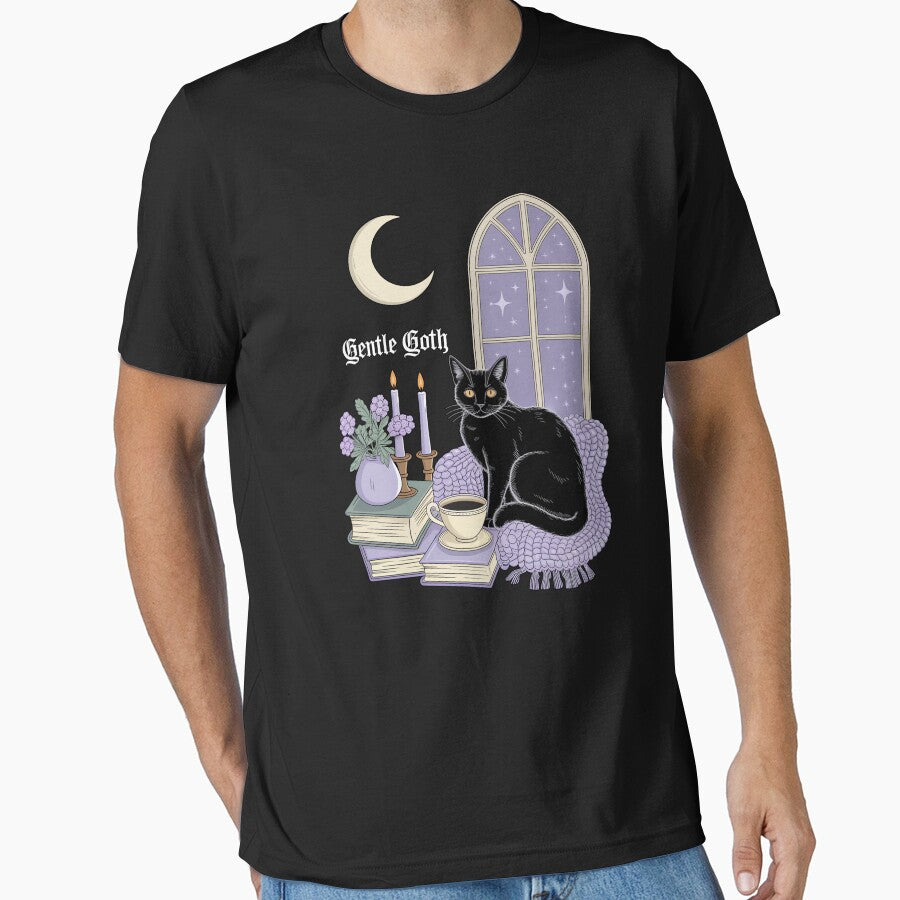 Gentle Goth Cozy Cat Moonlight Sanctuary by MooonTees T-Shirts, Hoodie, Sweatshirt | BlankRebels.com (Image 1)