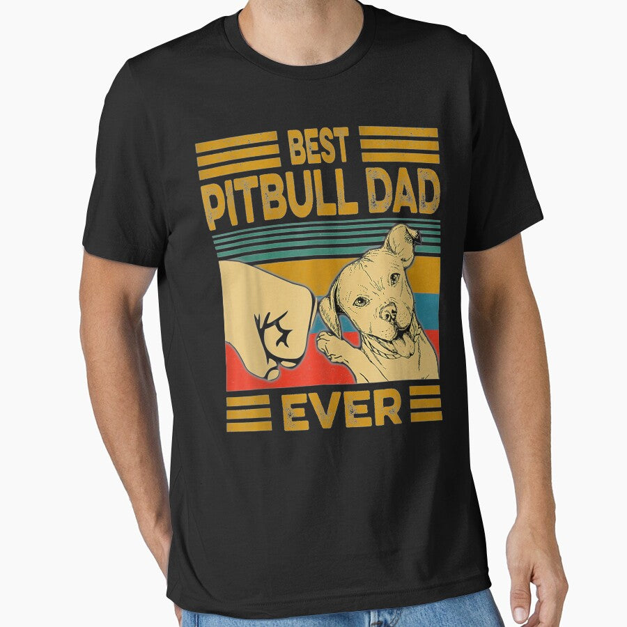 Best Pitbull Dad Ever Retro Vintage by ErnestoStudio T-Shirts, Hoodie, Sweatshirt | BlankRebels.com (Image 1)