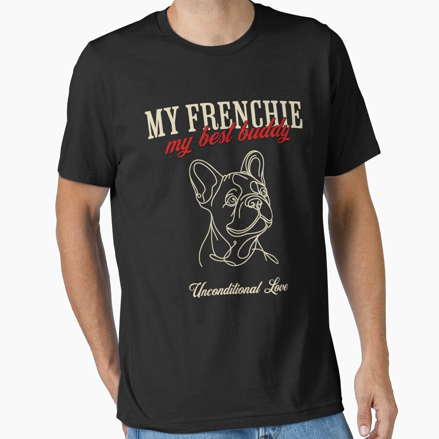 Cute French bulldog monoline black, cute pet, Frenchie lovers or owners, dog lovers by Collagedream T-Shirts,... (Image 1)
