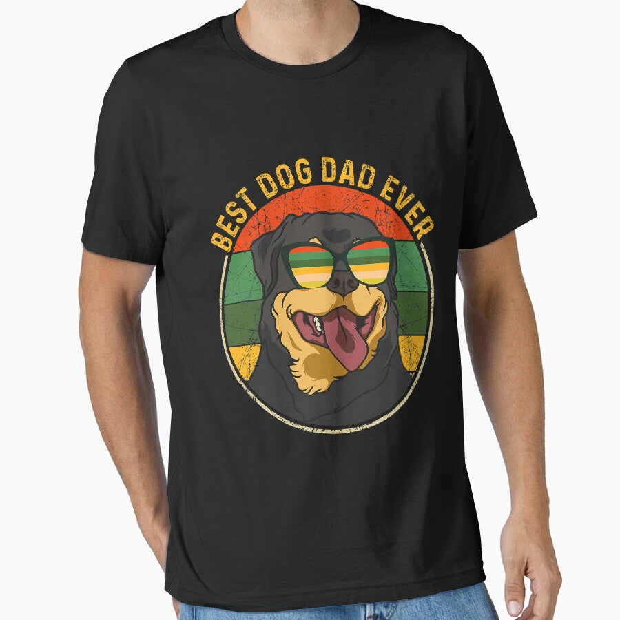 Best Dog Dad Ever Retro Vintage Rottweiler Dog Lover by RebeccaCBurton T-Shirts, Hoodie, Sweatshirt (Image 1)
