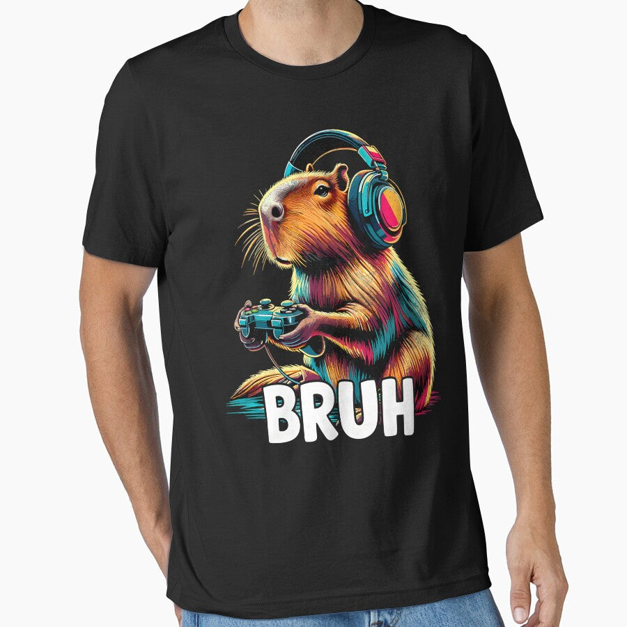 Bruh Capybaras Funny Video Games Capybara Gamer Gaming T-Shirts, Hoodie, Sweatshirt
