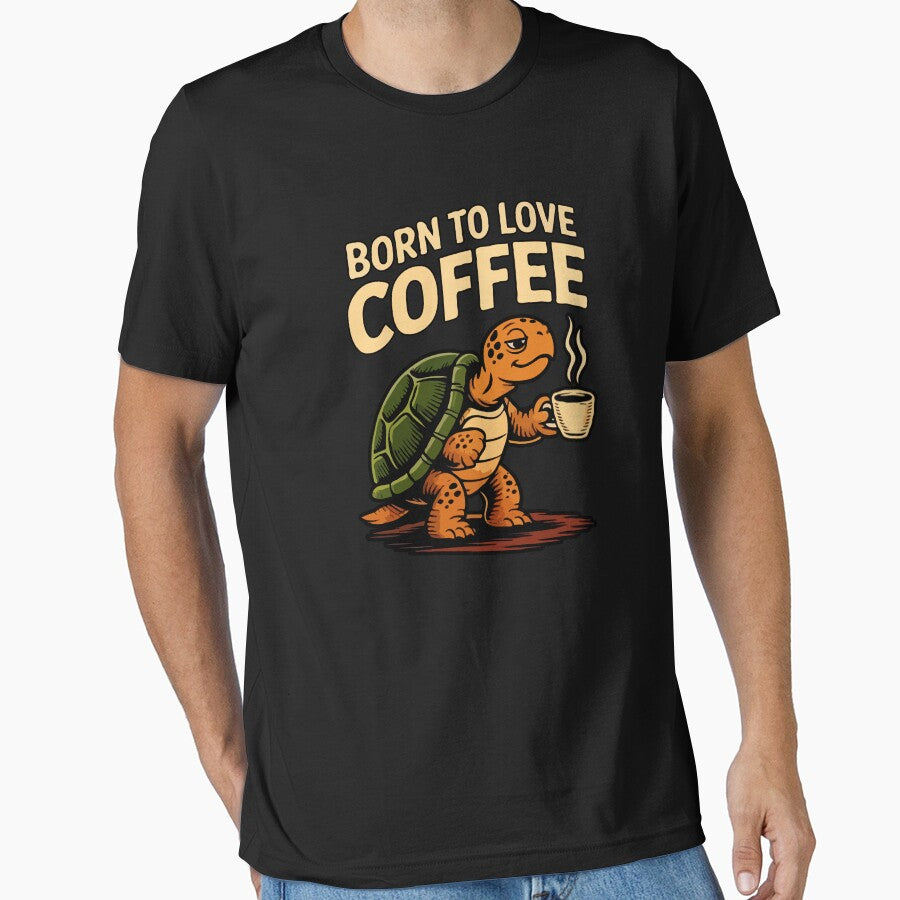 Born to Love Coffee – Cute Turtle Coffee Lover Design | Funny Caffeine Quote Animal Art by BrainBubbleArt... (Image 1)