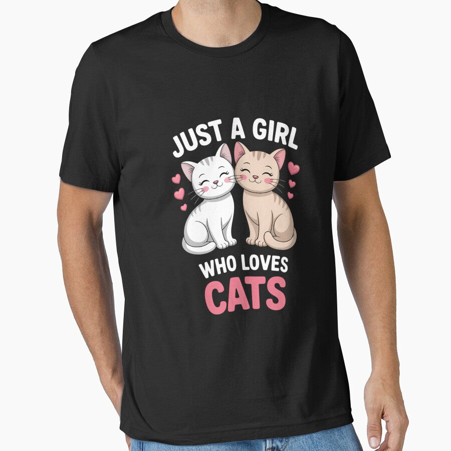 Just A Girl Who Loves Cats Cute Cat Lover Kitty by CruelShadesSt T-Shirts, Hoodie, Sweatshirt | BlankRebels.com (Image 1)