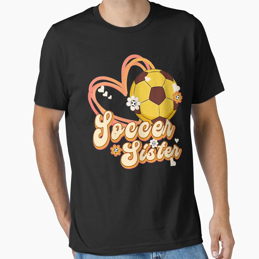 Cute Soccer Sister Retro Heart Tee by LarryMBrown