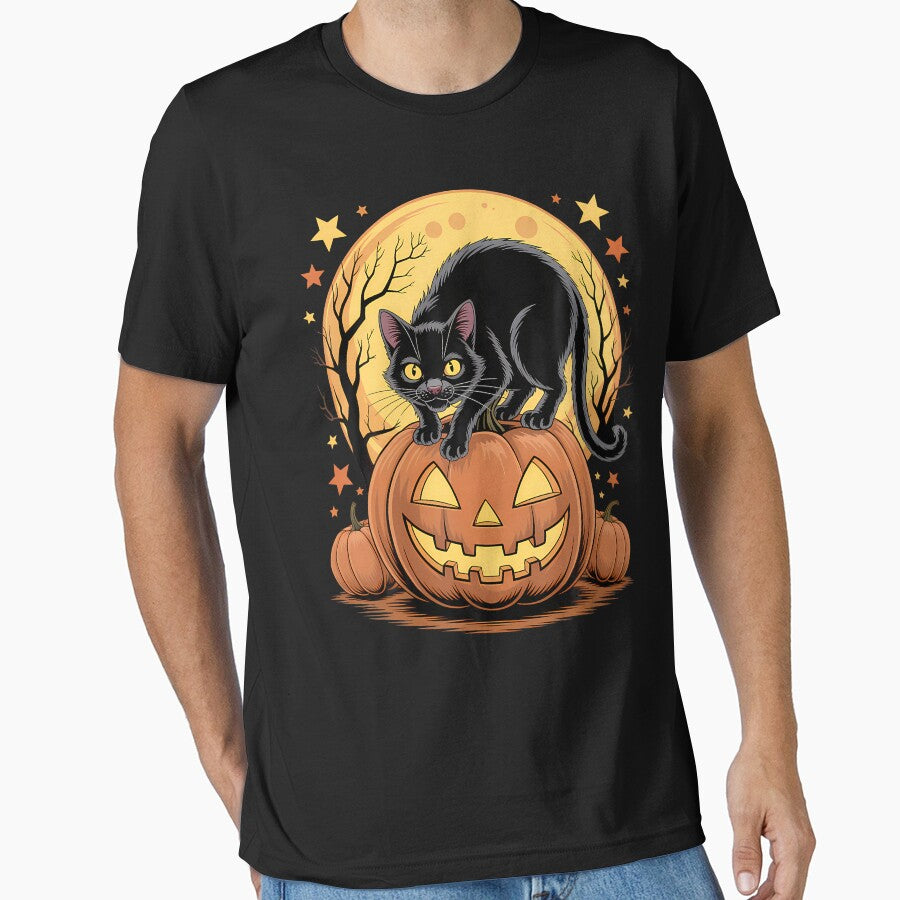 Retro Black Cat Pumpkin Funny Halloween by EvelineCrooks10 T-Shirts, Hoodie, Sweatshirt | BlankRebels.com (Image 1)