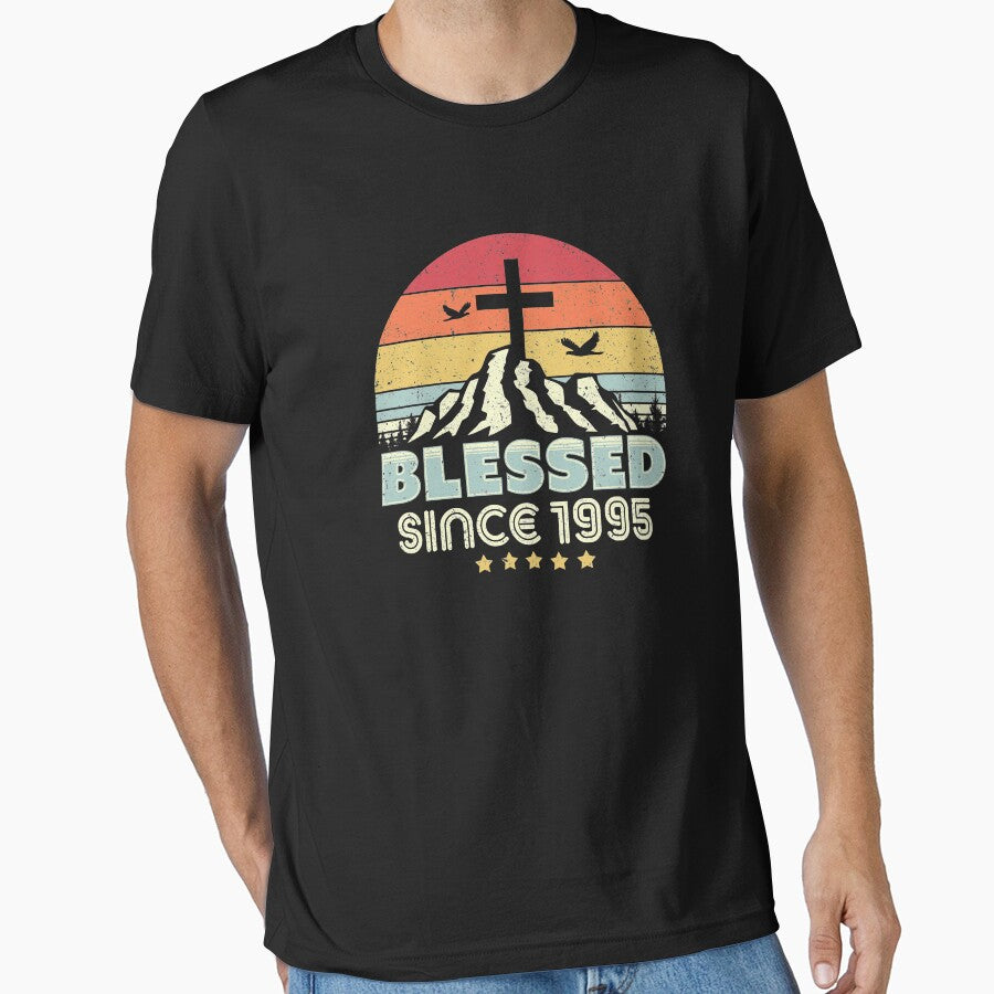 Blessed Since 1995 Print. Vintage, Christian Birthday Gift Graphic by PackAPunch T-Shirts, Hoodie, Sweatshirt (Image 1)