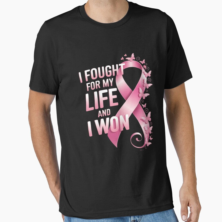 Funny I Fought For My Life And I Won Breast Cancer by BlueCreator-inc T-Shirts, Hoodie, Sweatshirt (Image 1)