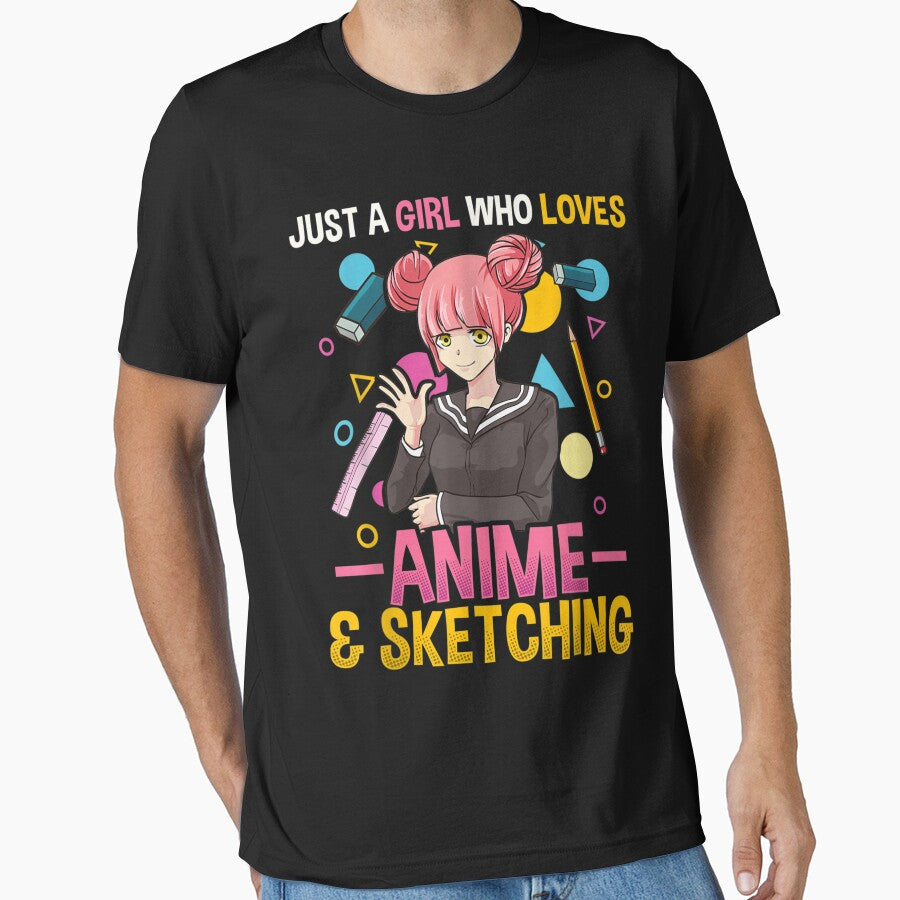 Just A Girl Who Loves Anime And Sketching Shirt Women Girls by Kelly8440