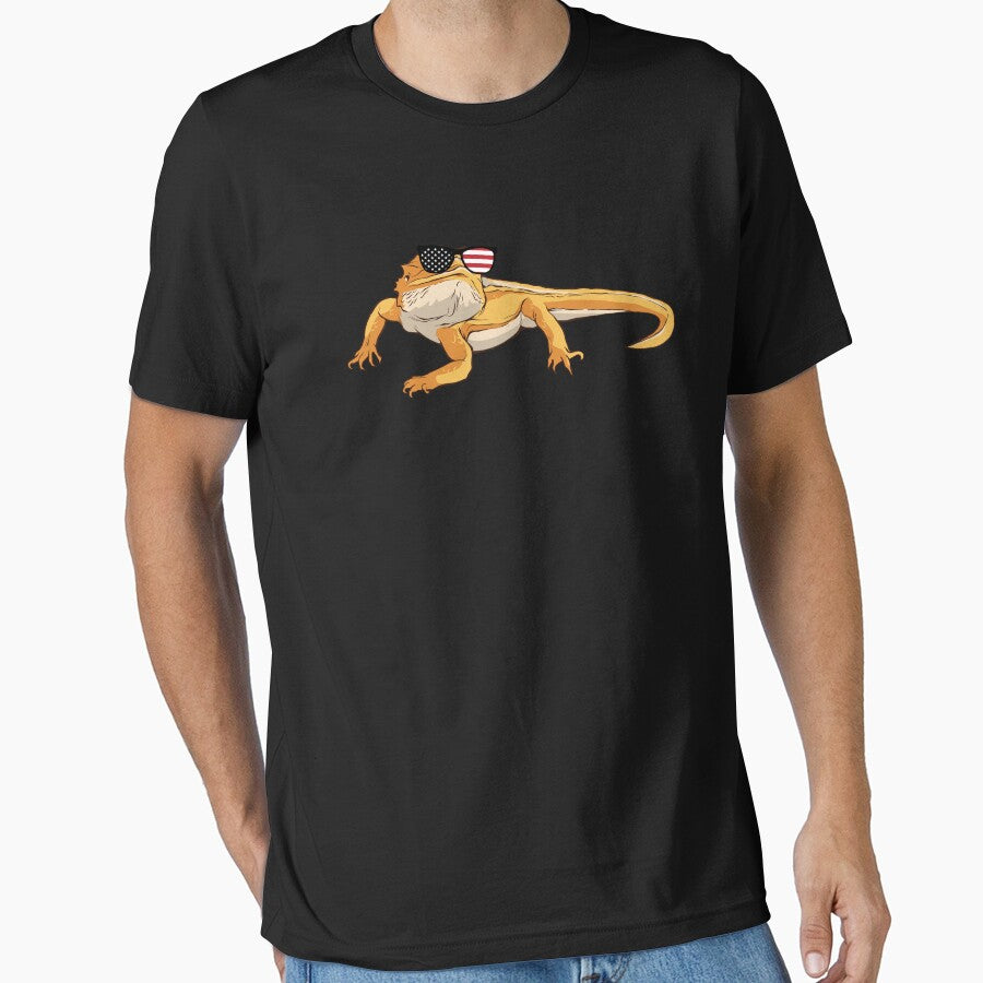 American Flag Shades Patriotic Lizard For Bearded Dragon Fan by Nessshirts T-Shirts, Hoodie, Sweatshirt (Image 1)