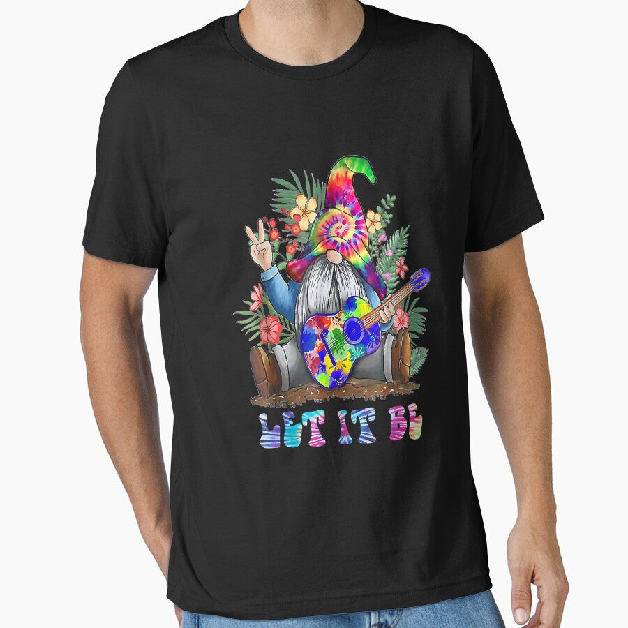 Tie Dye Gnome Peace Playing Guitar Hippie Gnome Colorful by shannange T-Shirts, Hoodie, Sweatshirt (Image 1)