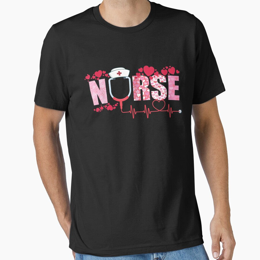 Heart Stethoscope Cute Love Nursing Valentines Day by Namerreh59Art T-Shirts, Hoodie, Sweatshirt | BlankRebels.com (Image 1)
