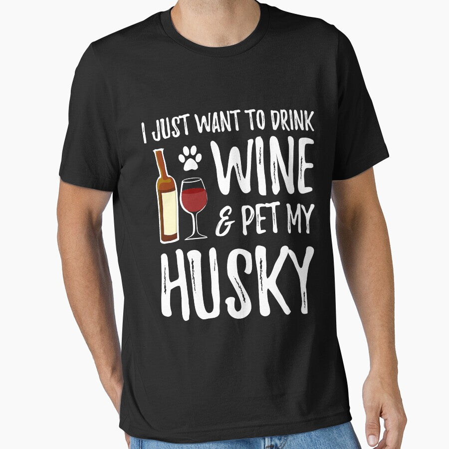 Husky Dog Lover Wine Funny Dog Mom by JamesClarke84 T-Shirts, Hoodie, Sweatshirt | BlankRebels.com (Image 1)