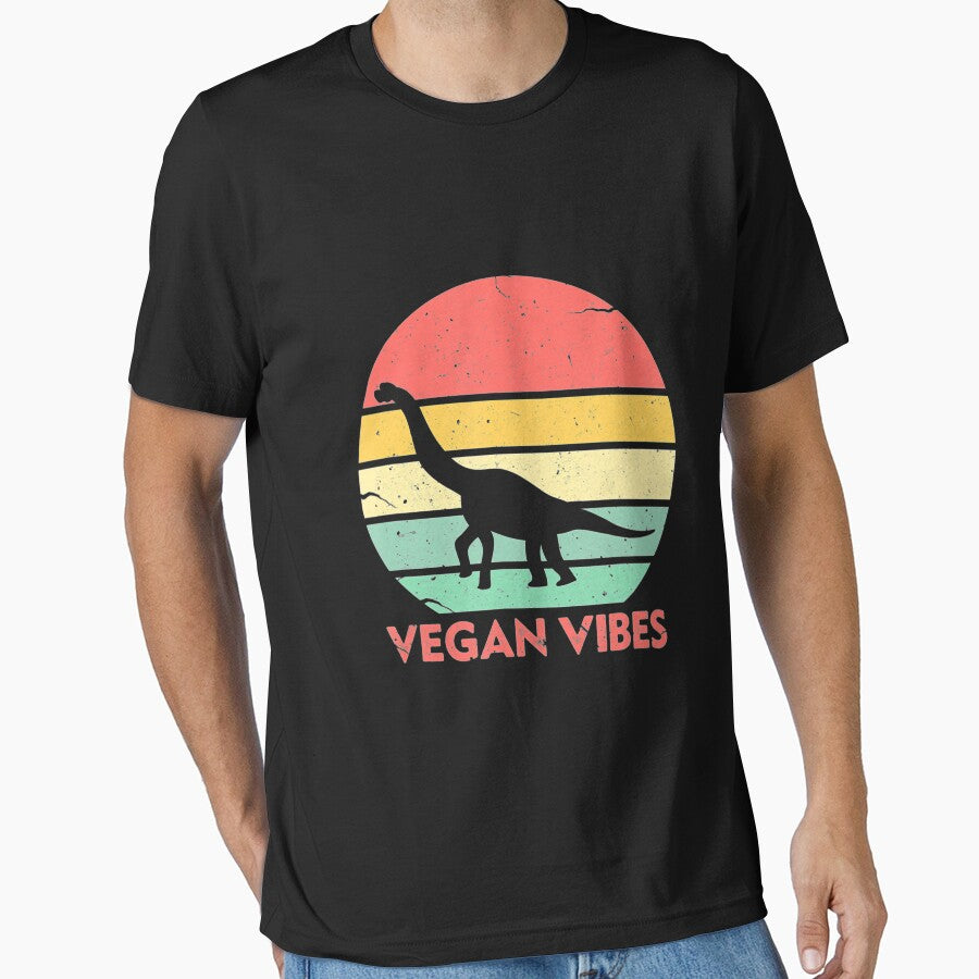 Vegan Vibes Vegan Vegetarian Retro Dinosaur by JeremiahGosling T-Shirts, Hoodie, Sweatshirt | BlankRebels.com (Image 1)