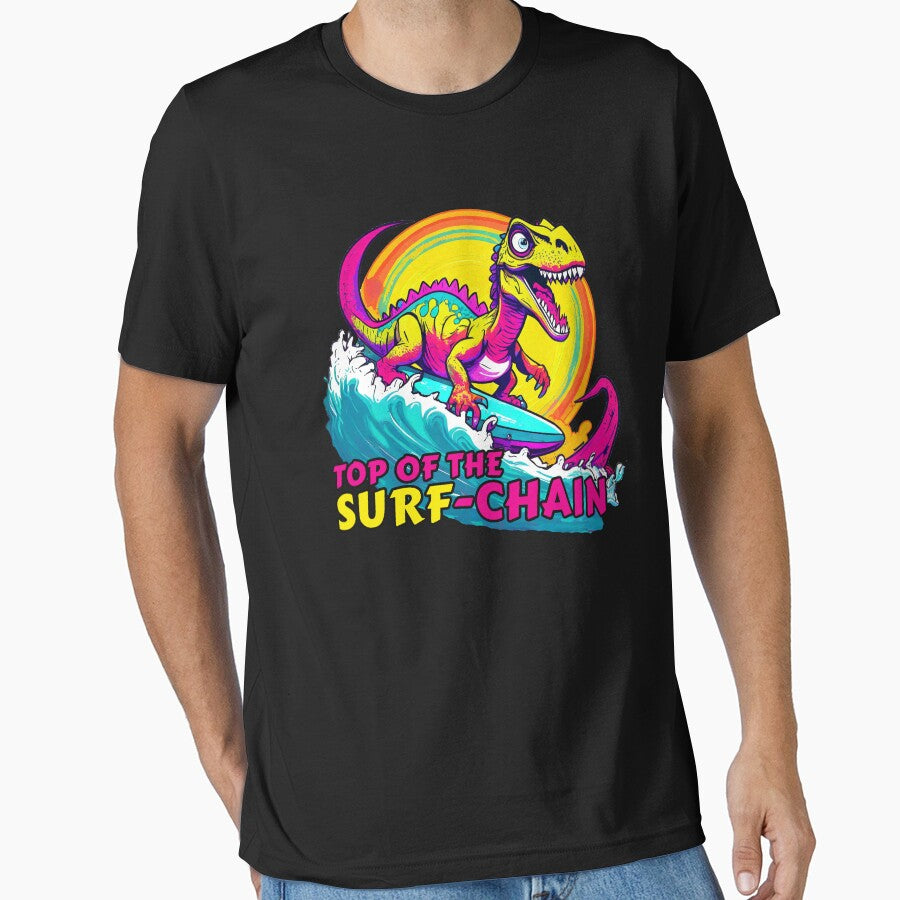 T-rex Dinosaur Surfing Funny T-shirt by SOVA-PR Hoodie, Sweatshirt | BlankRebels.com (Image 1)