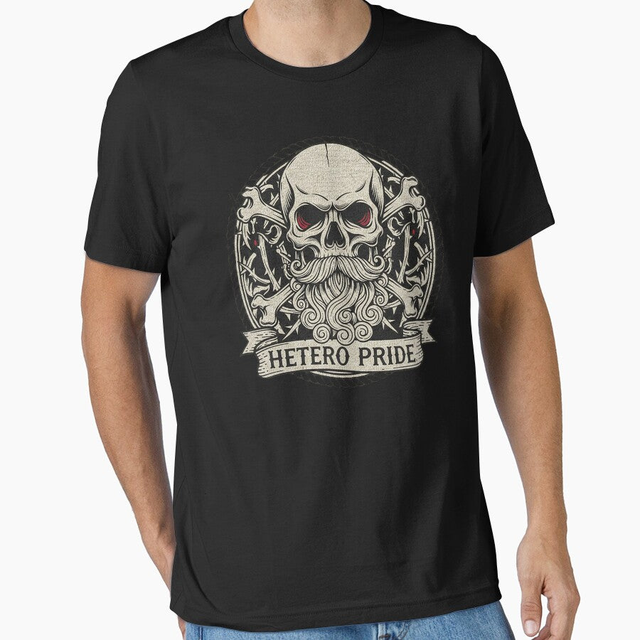 Classic Hetero Pride Emblem with Beard Skull by Reggiano T-Shirts, Hoodie, Sweatshirt | BlankRebels.com (Image 1)