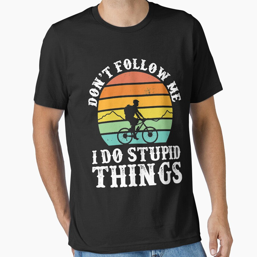 Don't Follow Me I Do Stupid Things Vintage Mountain Biking by mlemmlem22 T-Shirts, Hoodie, Sweatshirt (Image 1)