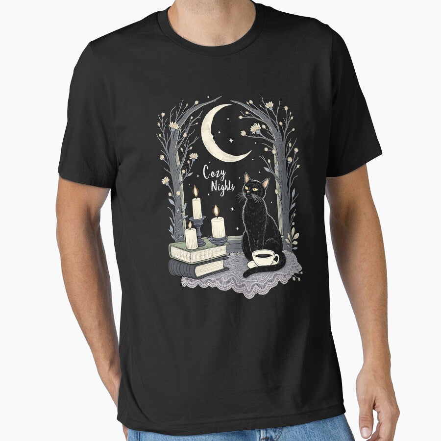 Cozy Nights Cozy Cat Moonlight Sanctuary by MooonTees T-Shirts, Hoodie, Sweatshirt | BlankRebels.com (Image 1)