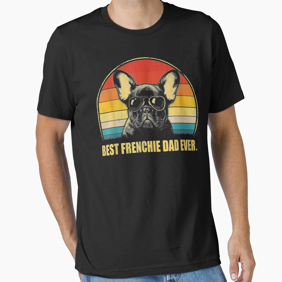 Vintage Best Frenchie Dad Ever Dog Lover For Father'S Day by ReeseTee T-Shirts, Hoodie, Sweatshirt (Image 1)