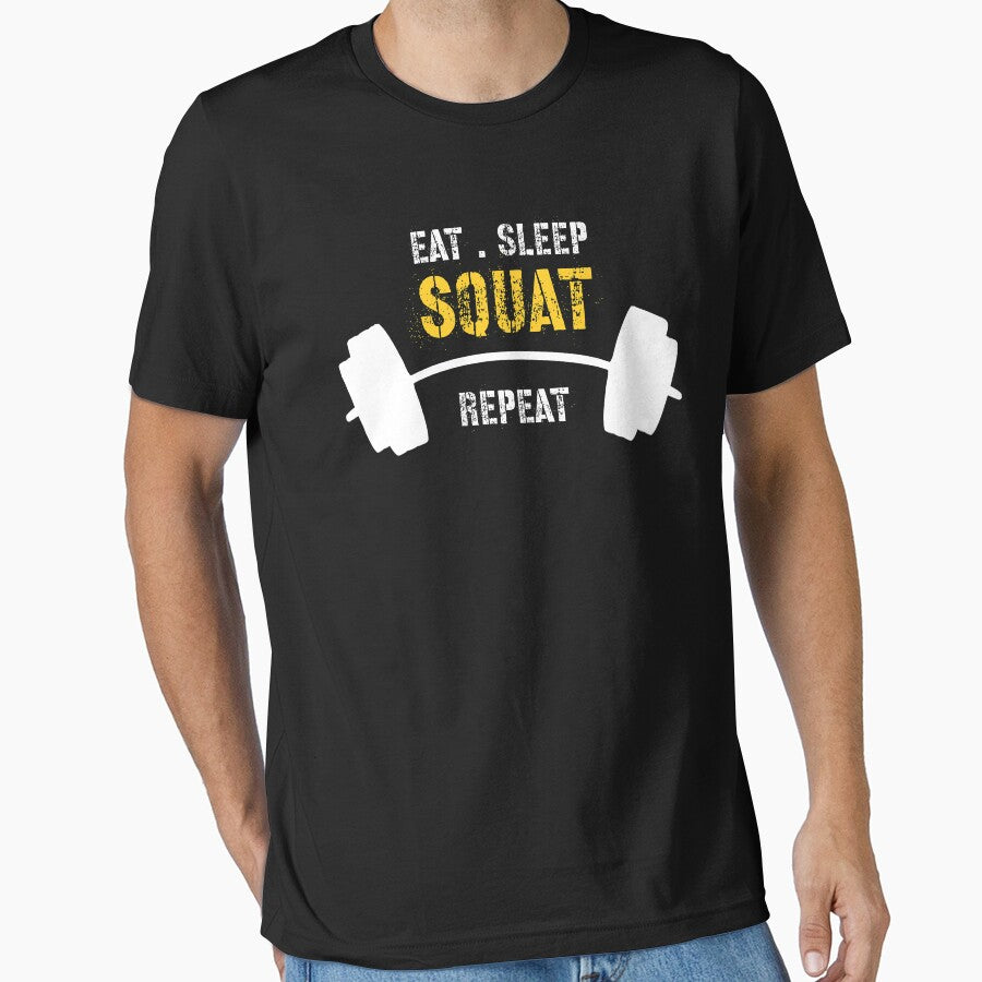 eat , sleep , squat , repeat , funny workout by Drahmed T-Shirts, Hoodie, Sweatshirt | BlankRebels.com (Image 1)