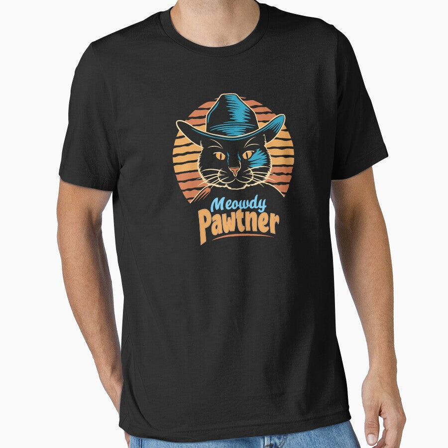 Funny Cowboy Cat Meowdy Pawtner Western Kitty Design by Parkerzz T-Shirts, Hoodie, Sweatshirt | BlankRebels.com (Image 1)