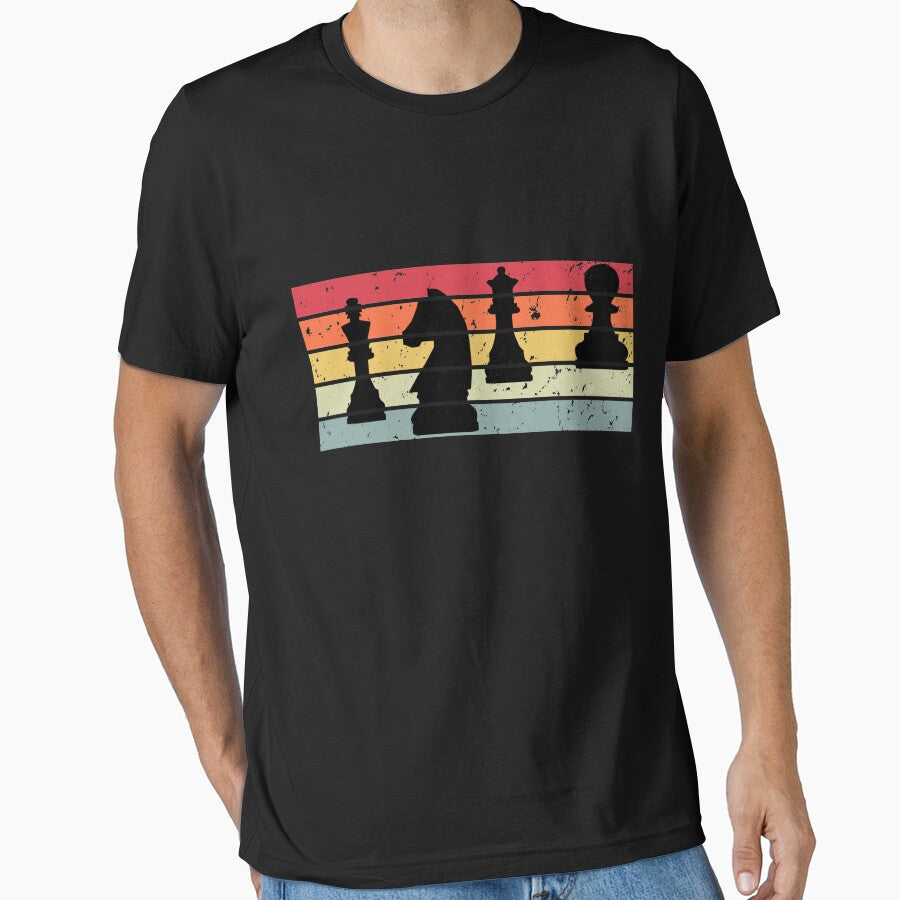 Funny Vintage Chess Club Player Gift Retro Sunset Chess Pieces by Akmloza T-Shirts, Hoodie, Sweatshirt (Image 1)