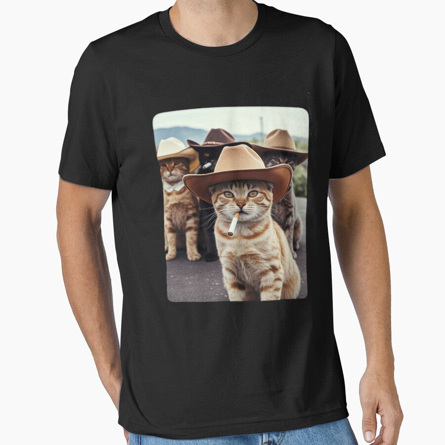 Funny Cowboy Cats Vintage Meme Design by Dolostope T-Shirts, Hoodie, Sweatshirt | BlankRebels.com (Image 1)