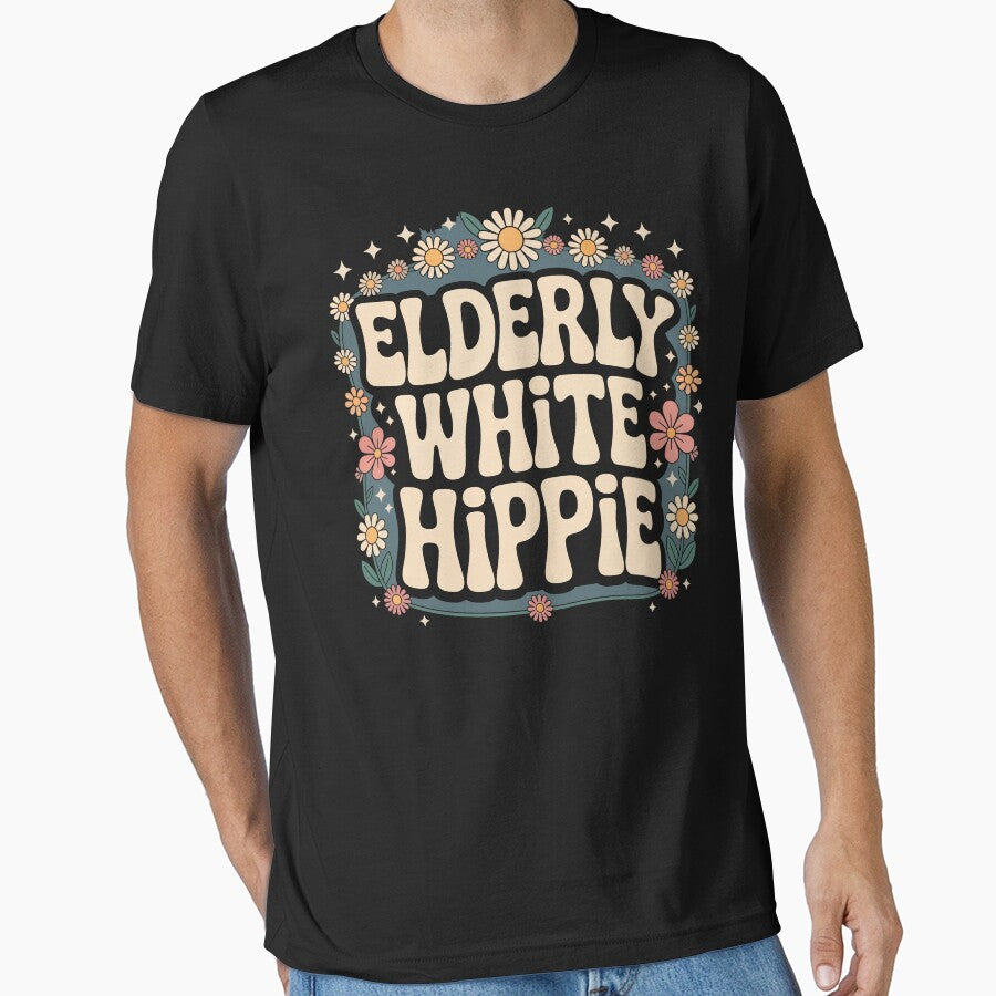 Retro Hippie Elder Vintage Design Elderly White Hippie by Oualid Art T-Shirts, Hoodie, Sweatshirt | BlankRebels.com (Image 1)