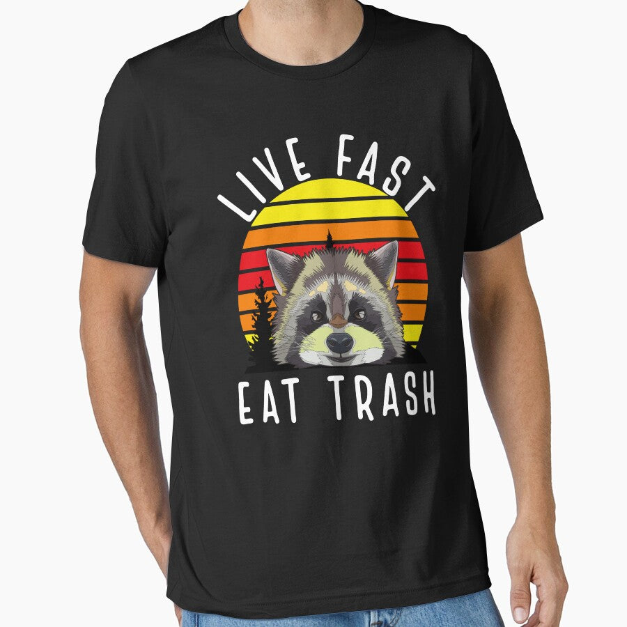 Live Fast Eat Trash Funny Raccoon Sunset ,Mountain Trees GIFT by CHOOSEYOURS SHOP T-Shirts, Hoodie, Sweatshirt (Image 1)
