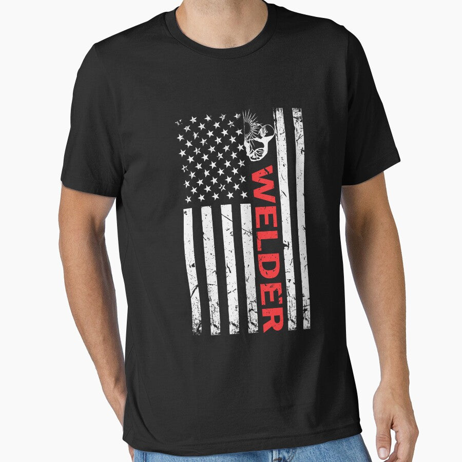 Welder Vintage USA American Flag Welding by hasanmasud T-Shirts, Hoodie, Sweatshirt | BlankRebels.com (Image 1)