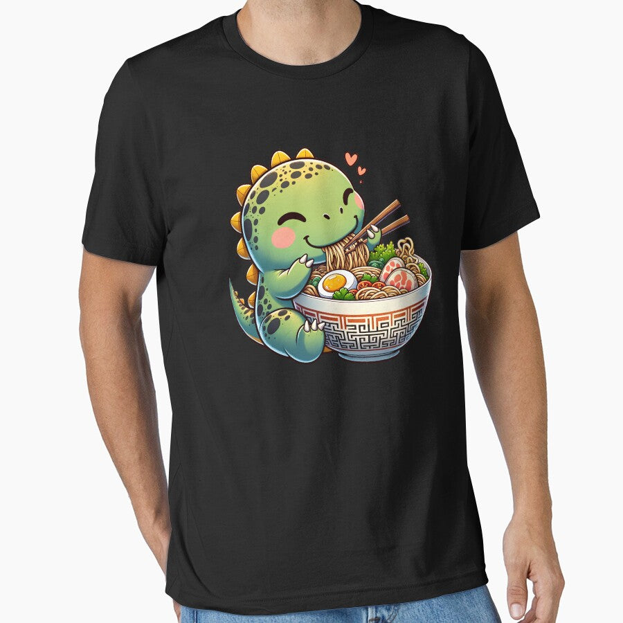 Kawaii Dinosaur Eating Ramen Noodle Anime Japanese Food Lover by Kimberley King Art  King Art T-Shirts, Hoodie,... (Image 1)