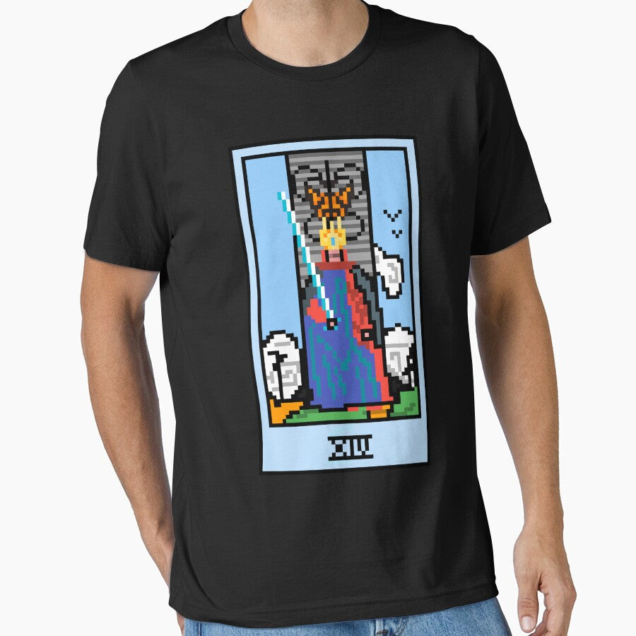 Wait Is This Pixel Art Tarot? Black Minor Arcana 'King Swords' ( Stickers Other Accessories) T-Shirts, Hoodie, Sweatshirt