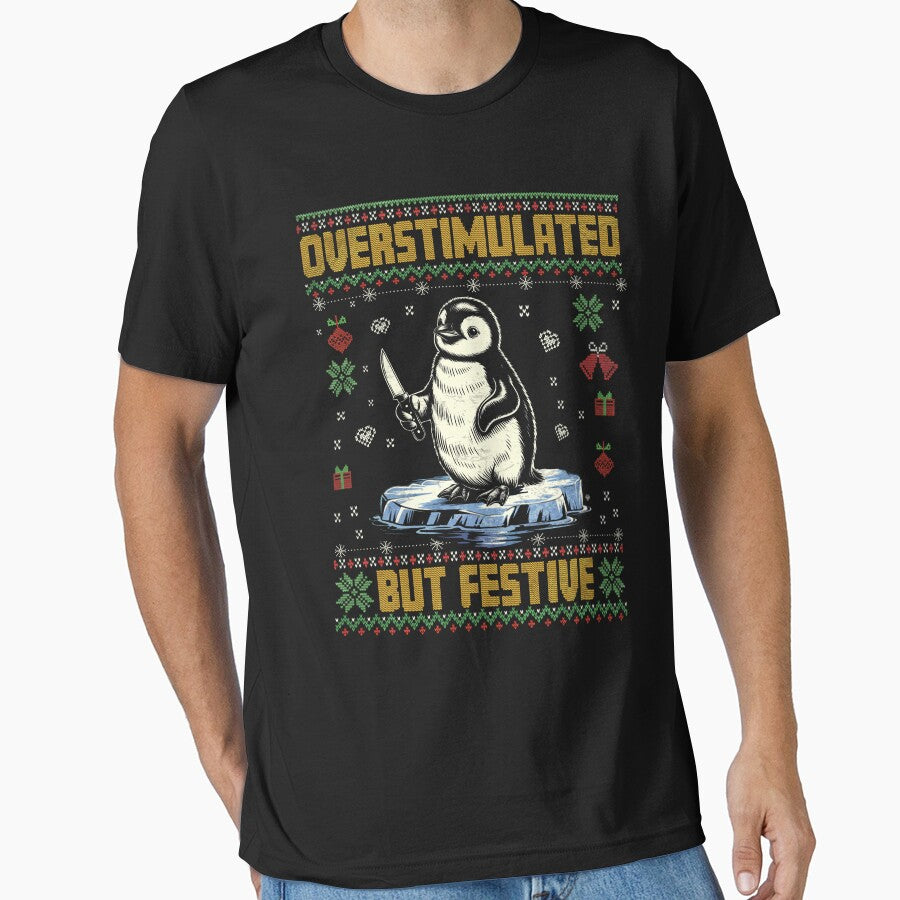 overstimulated but festive christmas ugly penguin by BlightedArt T-Shirts, Hoodie, Sweatshirt | BlankRebels.com (Image 1)