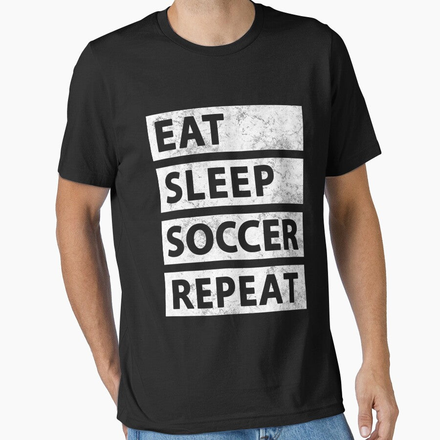 Soccer Player Eat Sleep Soccer T-Shirt Essential T-Shirt by ayeshadanaqws