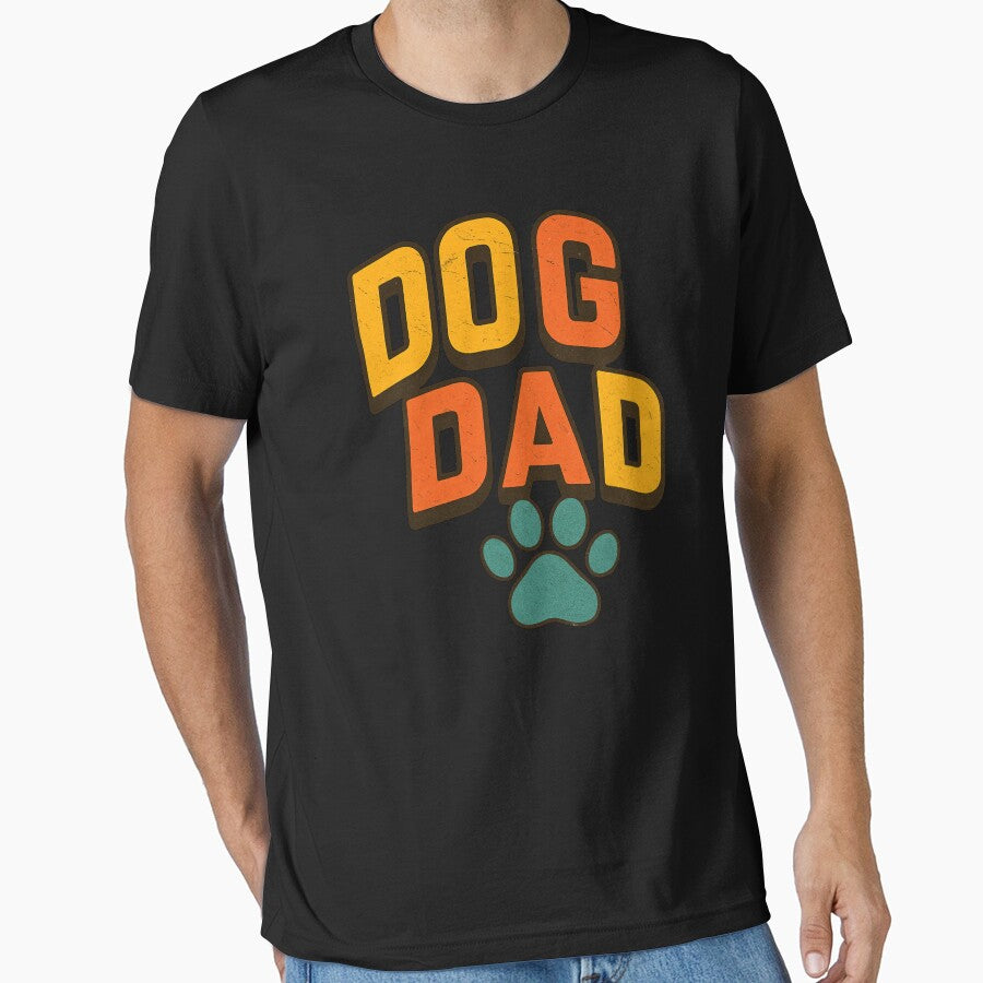 Dog Dad Retro Paw Print Design by flagylART T-Shirts, Hoodie, Sweatshirt | BlankRebels.com (Image 1)