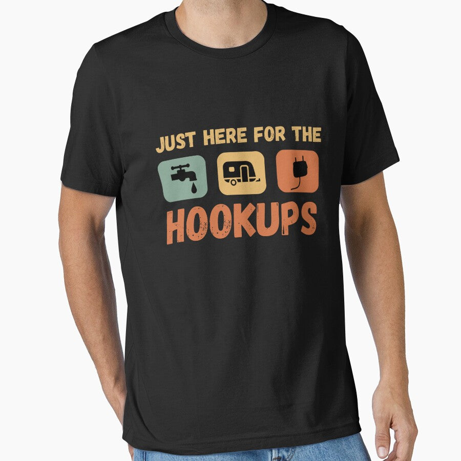 Just Here For The Hookups Funny Camping Lover Camper RV by Micro-dose T-Shirts, Hoodie, Sweatshirt (Image 1)