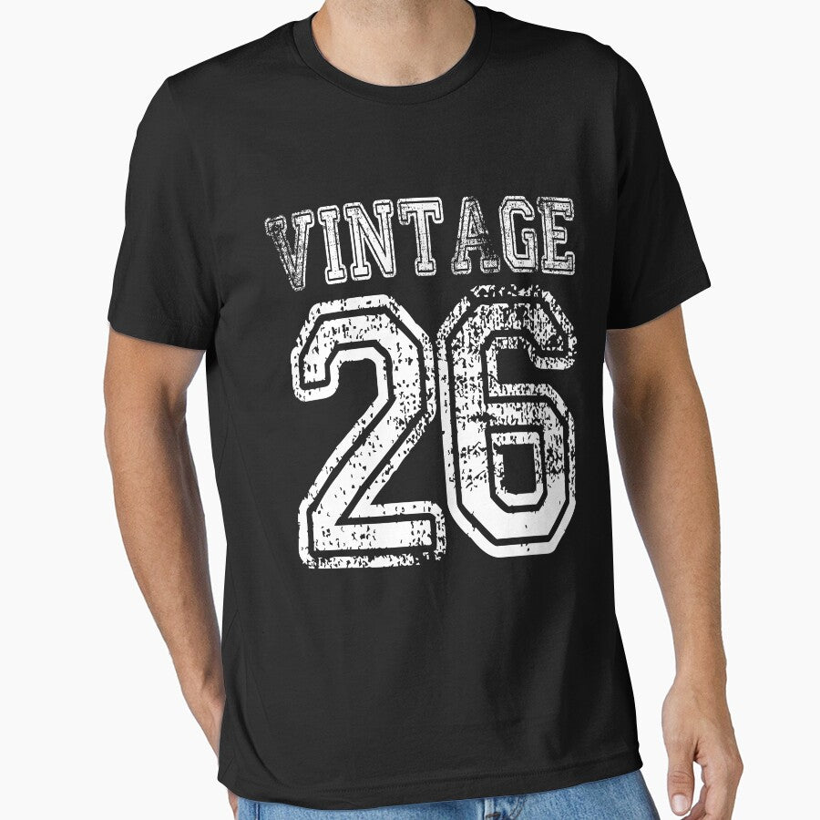 Vintage 26 2026 1926 T-shirt Birthday Gift Age Year Old Boy Girl Cute Funny Man Woman Jersey Style by... (Image 1)