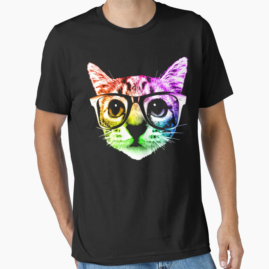Rainbow Kitty Cat with Glasses by ROBOTFACE T-Shirts Hoodie, Sweatshirt | BlankRebels.com (Image 1)