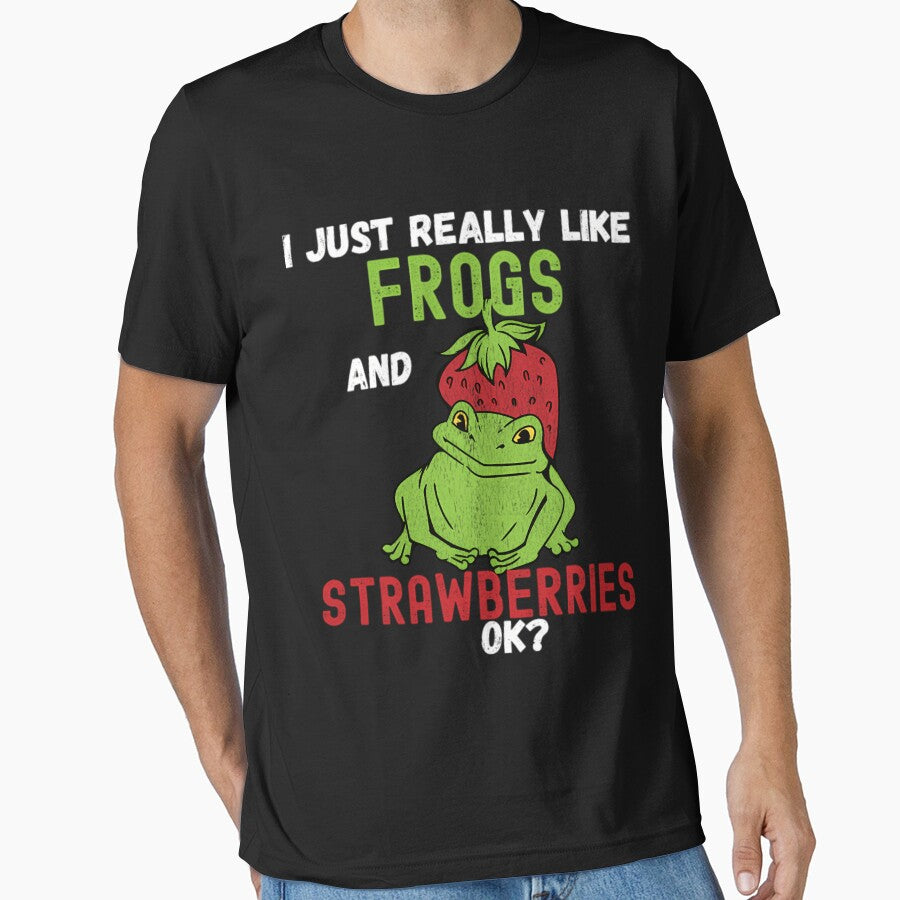 Cottagecore Strawberry Frog Aesthetic Farmcore by muterialvarai T-Shirts, Hoodie, Sweatshirt | BlankRebels.com (Image 1)