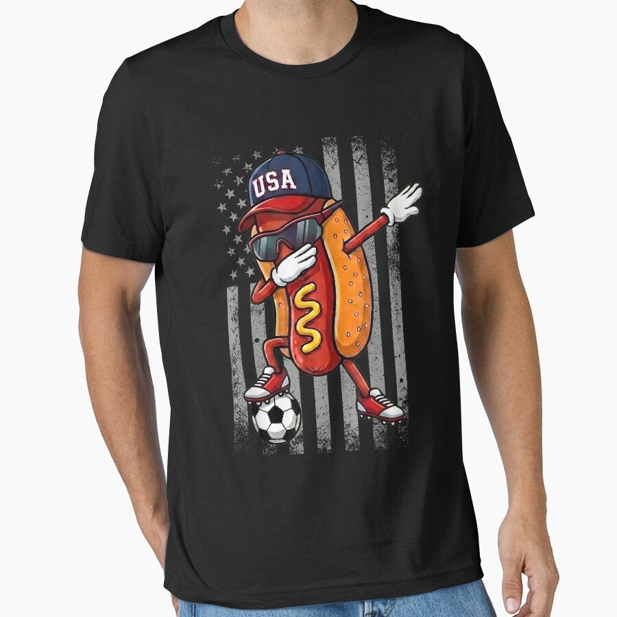 Hot Dog Dabbing Funny Soccer Boys Girls Kids Men & Women by GreggRoss