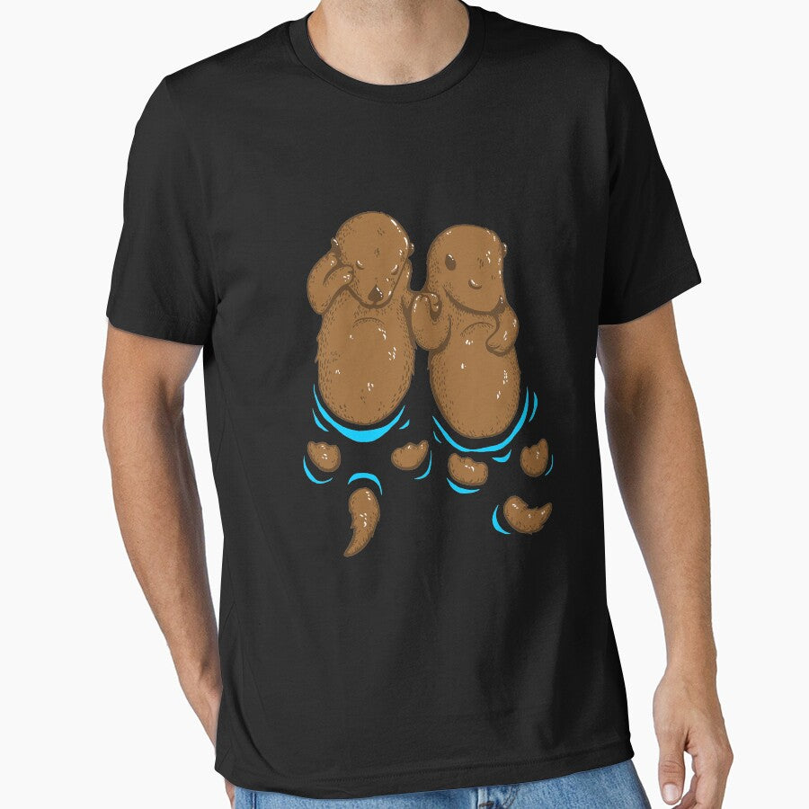 Two Otters Holding Hands by teesfineart T-Shirts, Hoodie, Sweatshirt | BlankRebels.com (Image 1)