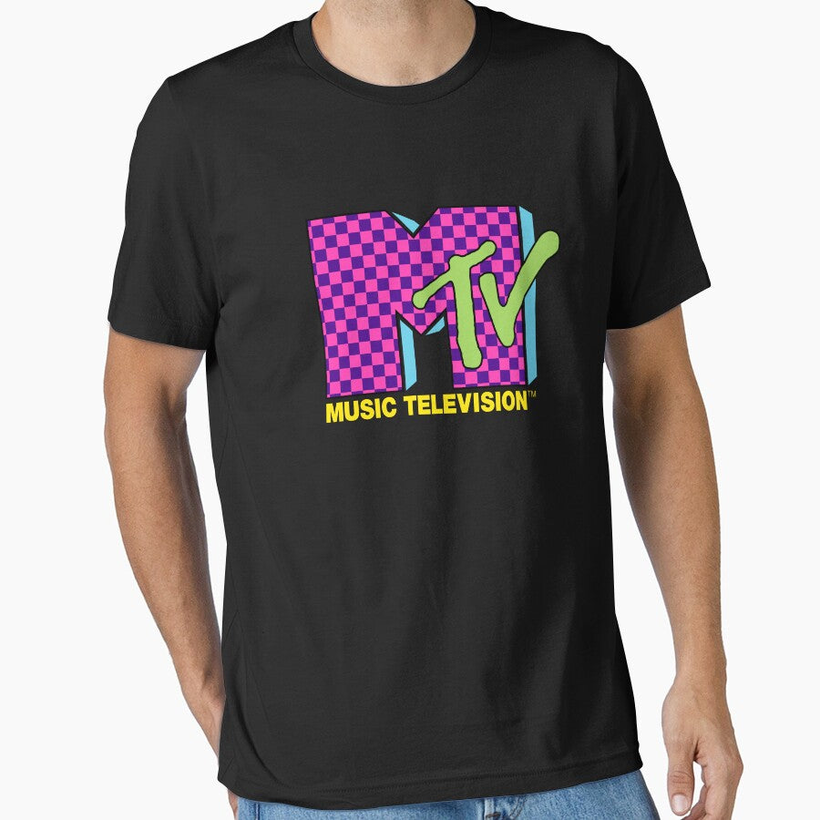 MTV Music Television Retro 80's Neon Pink Checkerboard Logo by FifthSun