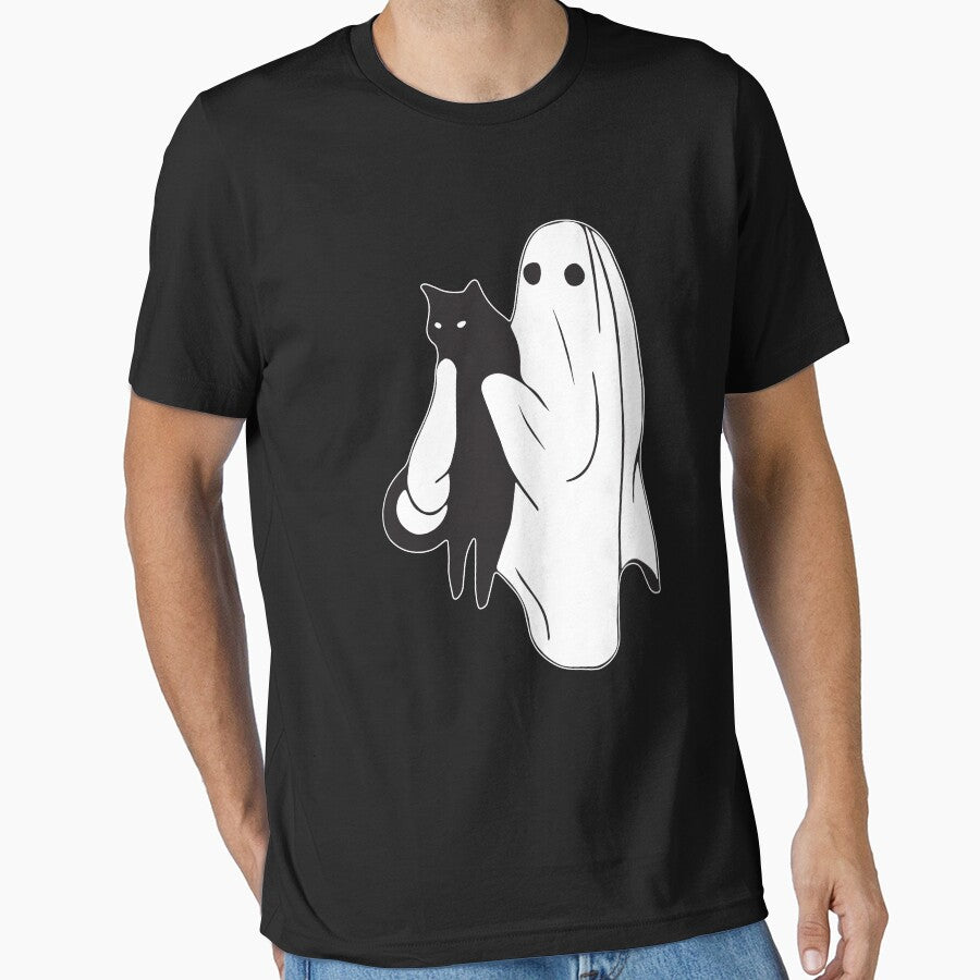 Ghost Holding Black Cat Halloween by GuyWithtPie T-Shirts, Hoodie, Sweatshirt | BlankRebels.com (Image 1)