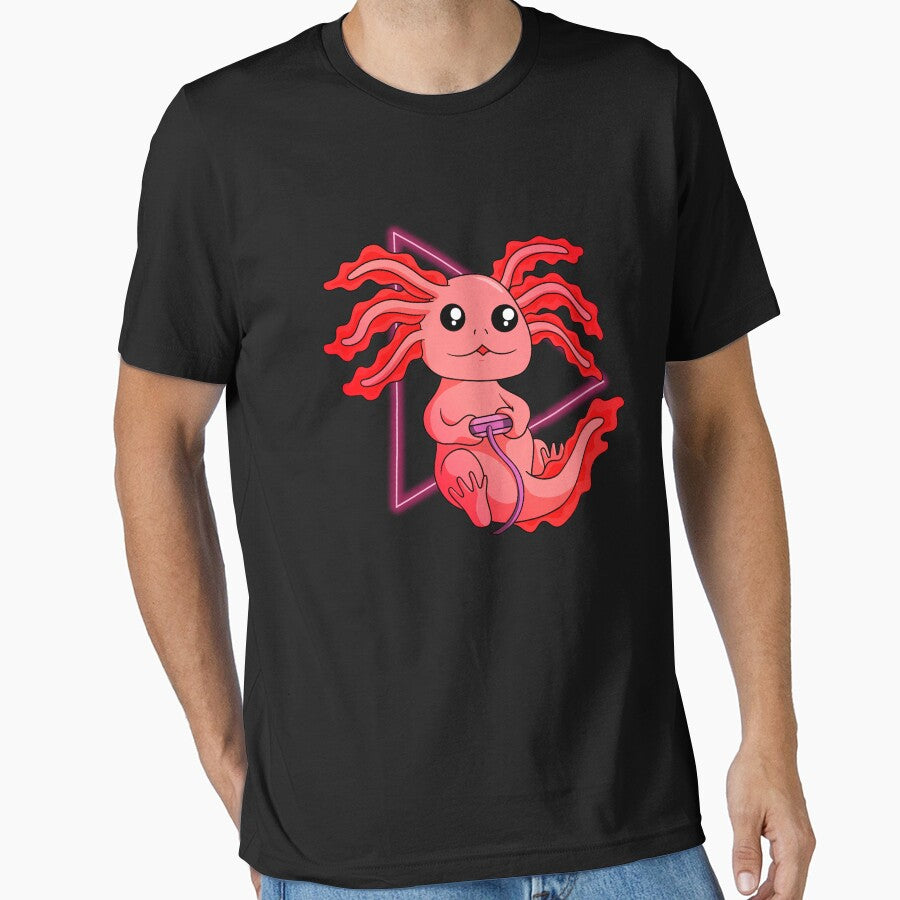 Gamesolotl Video Gamer Kawaii Anime Axolotl by Ibu83 T-Shirts, Hoodie, Sweatshirt | BlankRebels.com (Image 1)