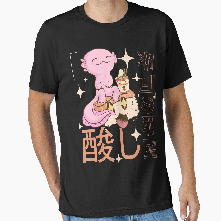 Kawaii Axolotl With Sushi And Noodle Aesthetic Japanese Anime by MrEddie10 T-Shirts, Hoodie, Sweatshirt (Image 1)