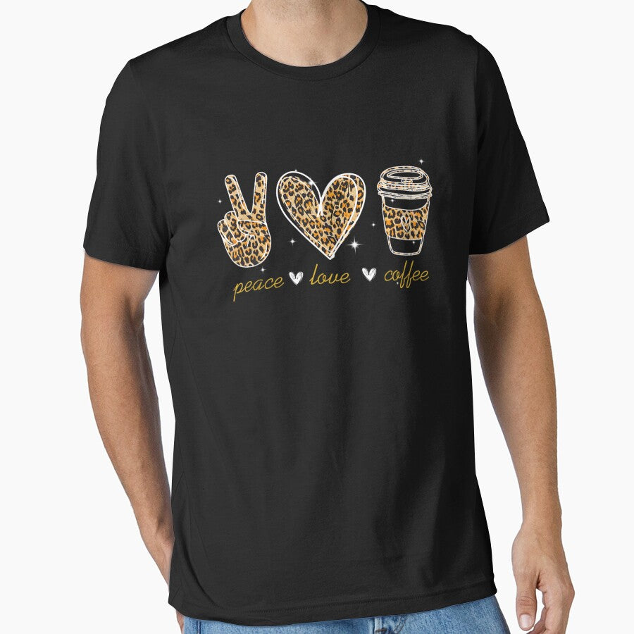 Leopard Peace Love Coffee Lovers Hippie gifts by HeatherJanis