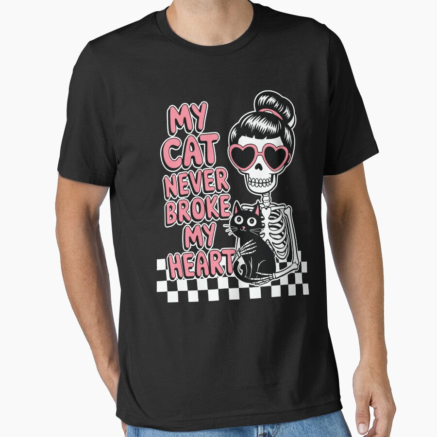 My Cat Never Broke My Heart – Cute Skeleton Girl & Black Cat by Artorik T-Shirts, Hoodie, Sweatshirt (Image 1)
