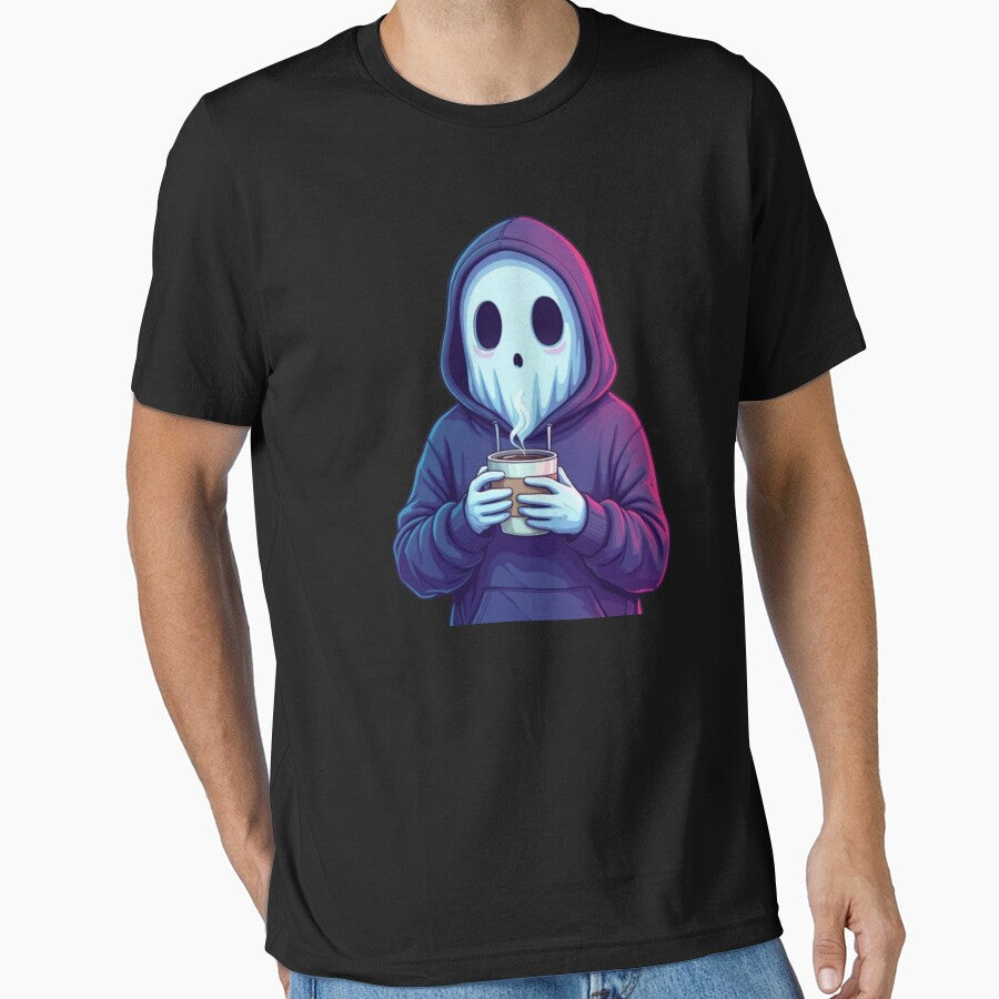 Sad Ghost in Hoodie – Vaporwave Coffee Vibes T-Shirt by DeanBoffShop Sweatshirt | BlankRebels.com (Image 1)