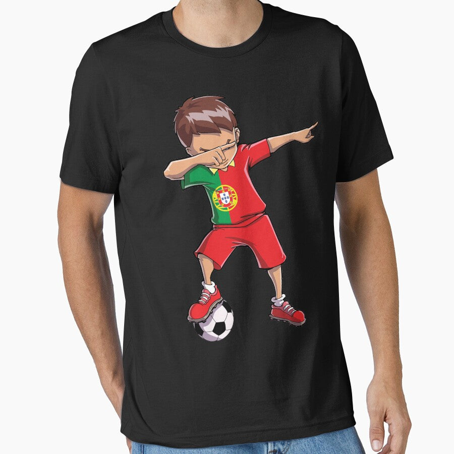 Dabbing Soccer T shirt for Boys Portugal Portuguese Football by LiqueGifts