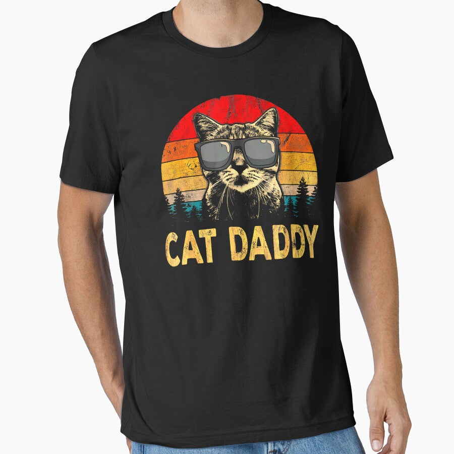 Mens Vintage Cat Daddy Funny Cat Lover Gift Cat Dad Fathers by TyrelKoch T-Shirts, Hoodie, Sweatshirt (Image 1)